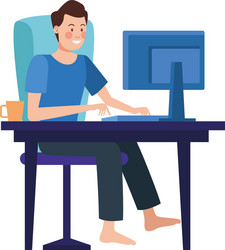 man using desktop worker character vector image