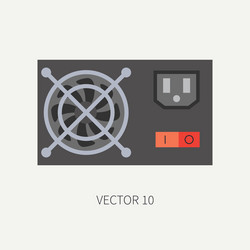 Plain flat color computer part icon power vector