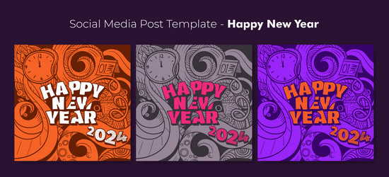 social media post template with doodle art vector