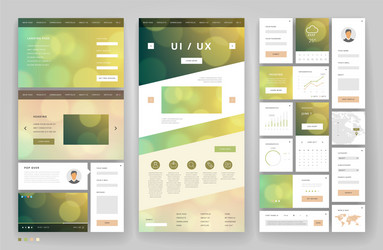 website template design with interface elements vector