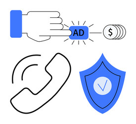 digital marketing elements with paid ads secure vector image