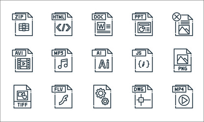 file type line icons linear set quality vector image