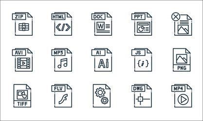 File type line icons linear set quality vector