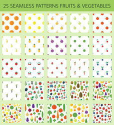 seamless patterns with fruits and vegetables vector image