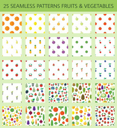 Seamless patterns with fruits and vegetables vector