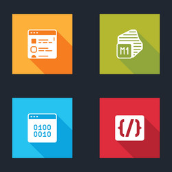 set browser files processor binary code vector image