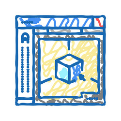 autocad 3d program icon doodle vector image