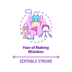 Fear of making mistakes concept icon vector