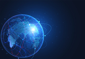 global network connection world map point vector image