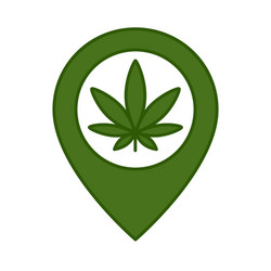 Marijuana leaf and map pointer vector