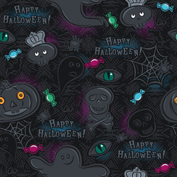 Seamless pattern with halloween objects vector