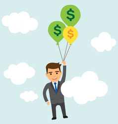 businessman with balloons in the sky vector