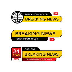 Set breaking news banner template in various vector