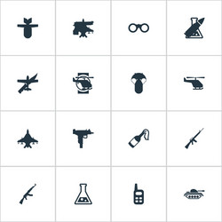 Set of 16 simple army icons can be found vector