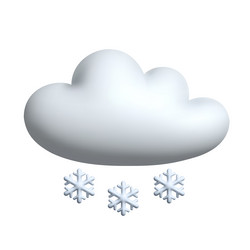 Weather icon - snowing cloud floats in the sky 3d vector