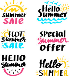 Cute summer lettering set vector