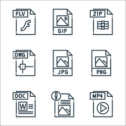 File type line icons linear set quality vector