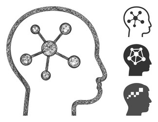 head brain polygonal web mesh vector image