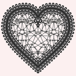 heart with lace pattern ornate element for design vector image