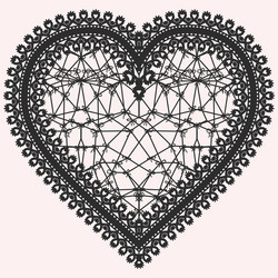 heart with lace pattern ornate element for design vector