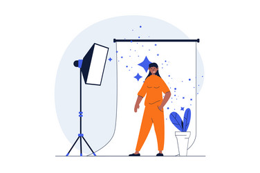 podcast streaming web concept with character scene vector image