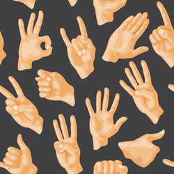 Seamless pattern with various hands gestures dumb vector