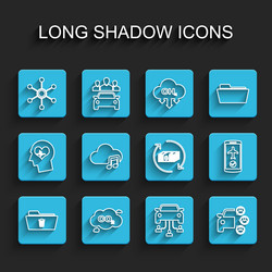 Set line delete folder co2 emissions in cloud vector