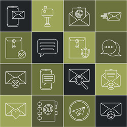 set line received message concept delete envelope vector image