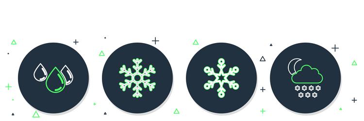 set line snowflake water drop and cloud with snow vector image