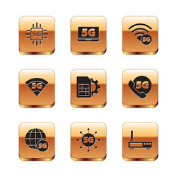 set processor 5g network sim card setting vector image