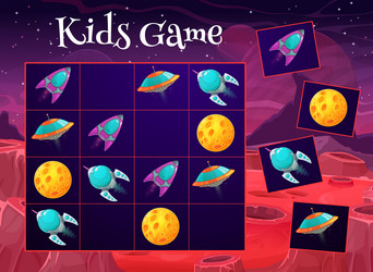 Space sudoku game with alien planet and spaceship vector