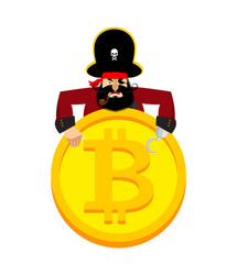 web pirate and bitcoin hacker thief crypto vector image