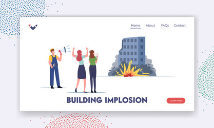 building implosion landing page template worker vector