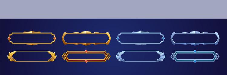 Empty gold ui frames with gems set of game frames Vector Image