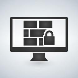 firewall on computer monitor icon isolated vector