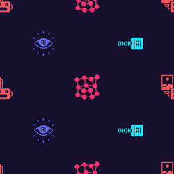set binary code artificial intelligence ai neural vector image