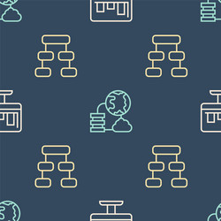 set line monitor with graph chart hierarchy vector image