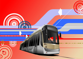 abstract hi-tech color background with tram image vector image
