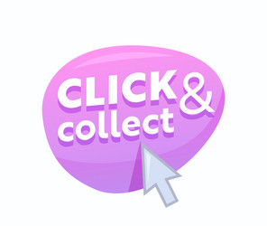 click and collect pink bubble with arrow pointer vector