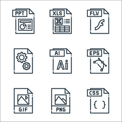 File type line icons linear set quality vector