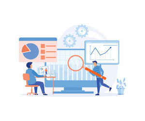 flat design statistical and data analysis vector image