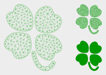 Four-leafed clover mesh wire frame model vector