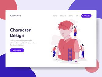 landing page template of character design process vector