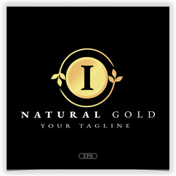 Nature gold letter i logo premium elegant vector