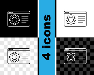 set line browser setting icon isolated on black vector image