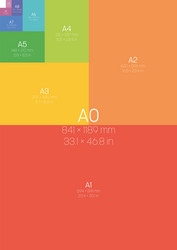 A series paper sizes with labels and dimensions vector