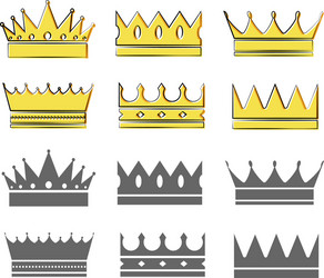 set crowns in different styles flat Vector Image