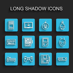 set line video game console gamepad create vector image