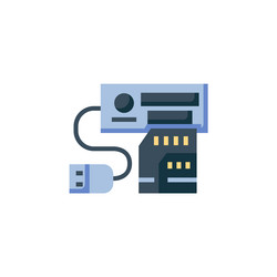 Card reader icon computer component flat vector