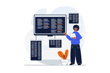 Developer Coding Scene - Web Concept vector image
